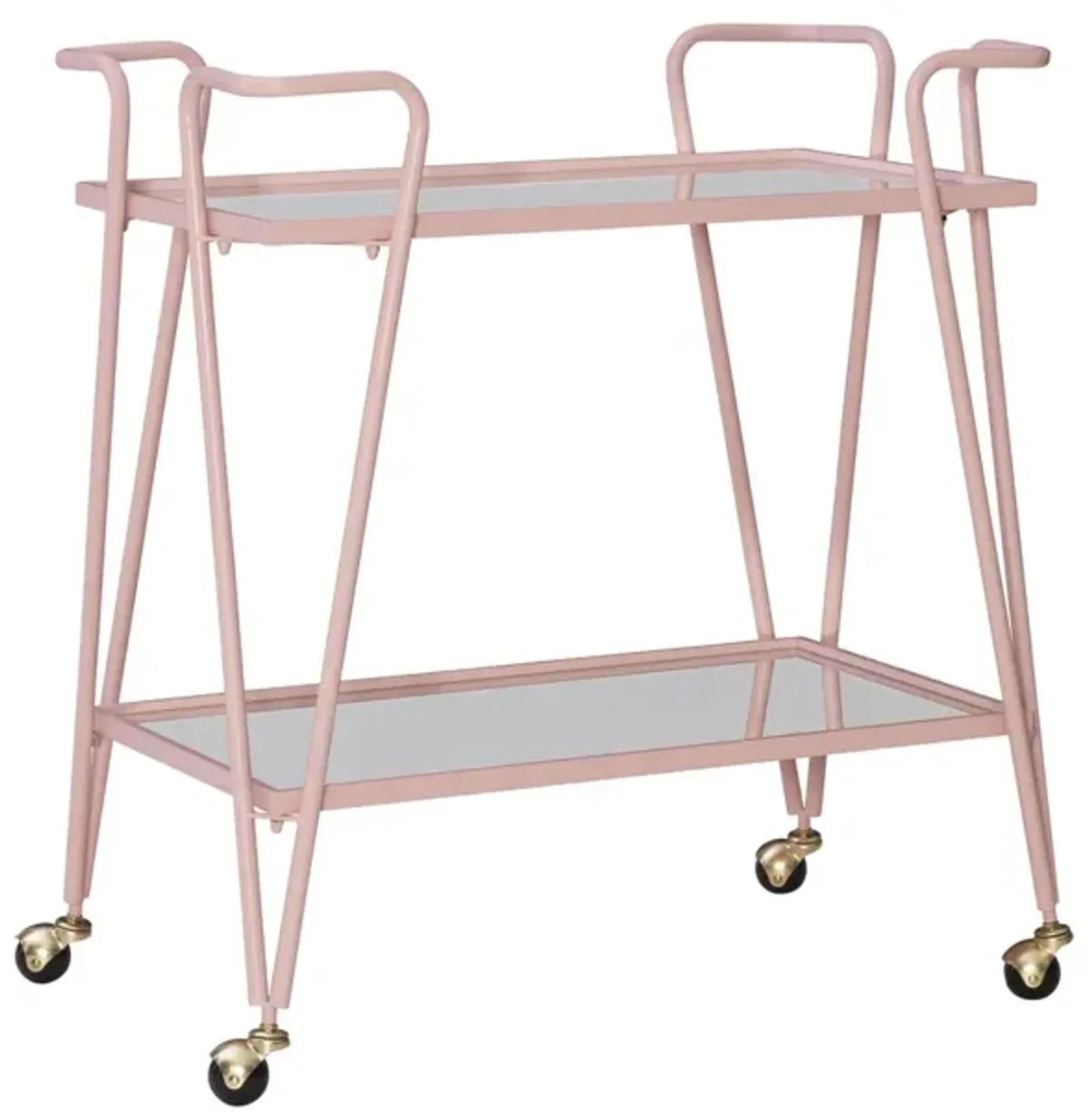 Linon Pink Mid-Century Bar Cart