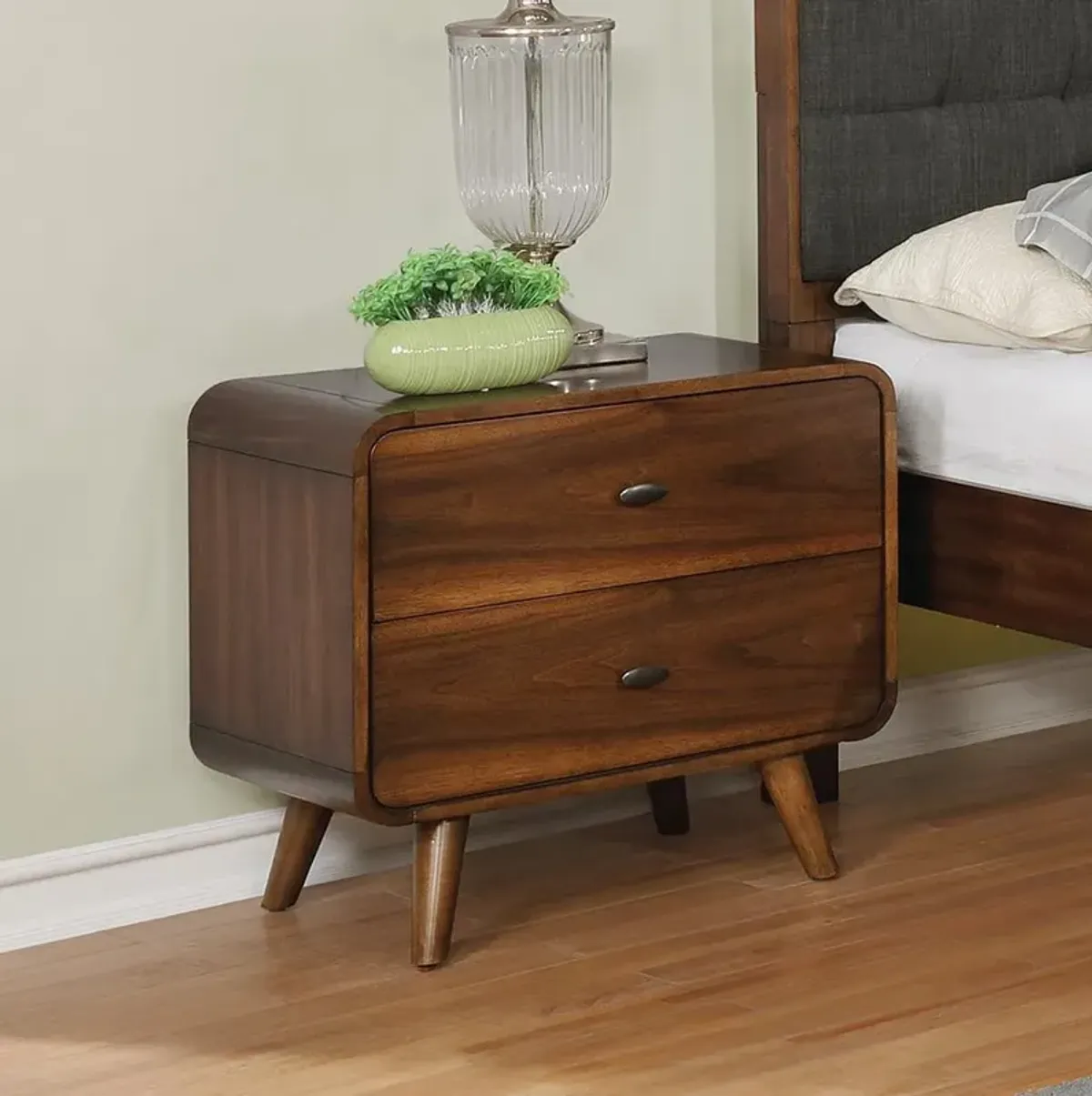 Coaster Robyn 2-Drawer Nightstand Dark Walnut