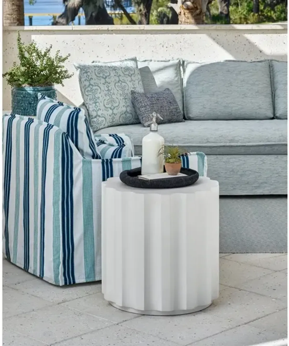 Universal Coastal Living Outdoor Geneva Abaco White Side Table