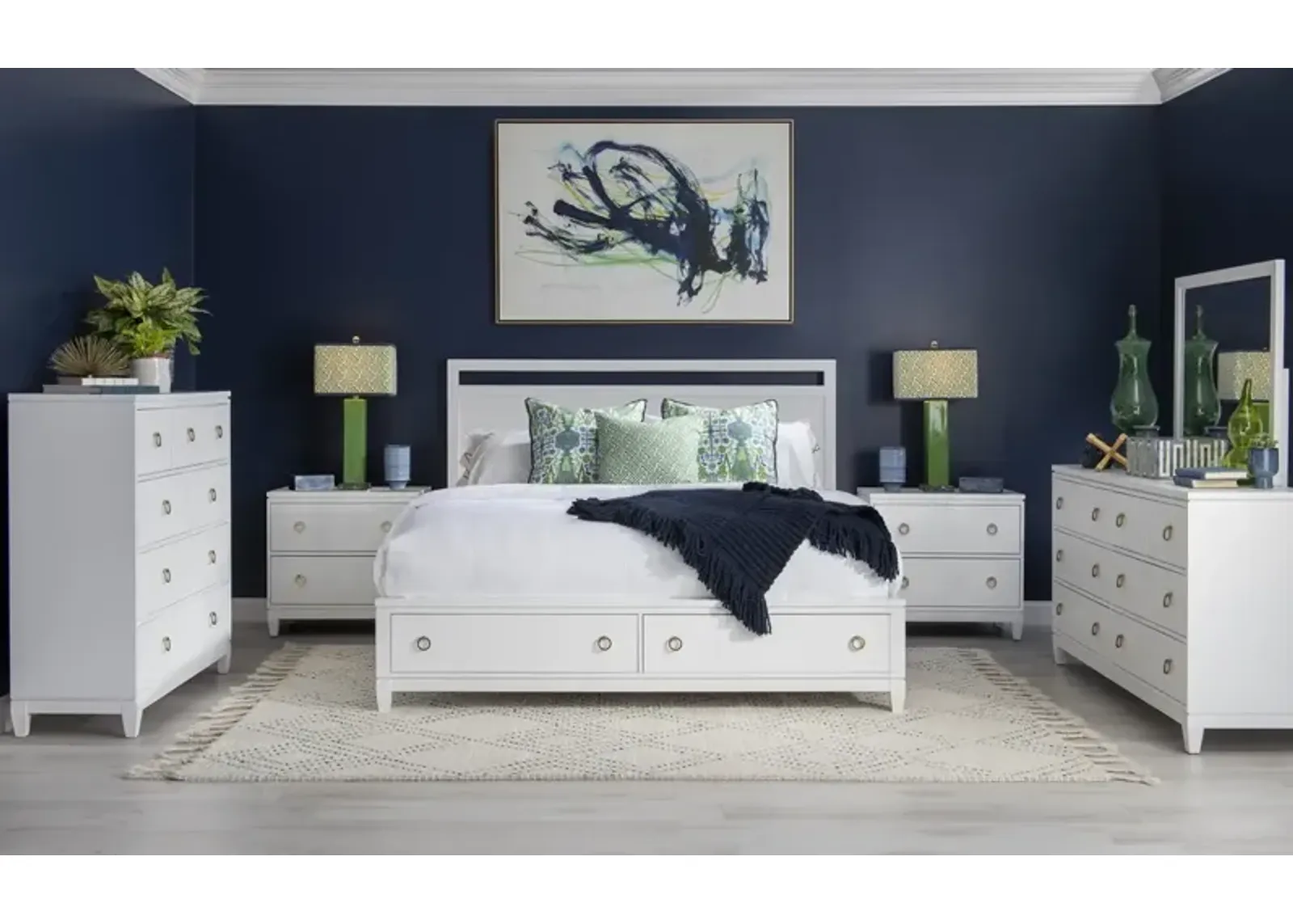 Legacy Classic Complete Panel Bed with Storage Queen White Finish White Finish Summerland White