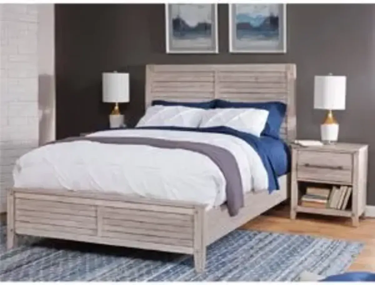 American Woodcrafters Aurora Queen Panel Bed with Panel Footboard in Whitewash