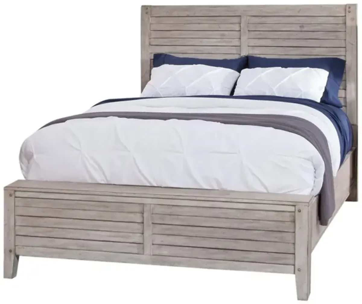 American Woodcrafters Aurora Queen Panel Bed with Panel Footboard in Whitewash