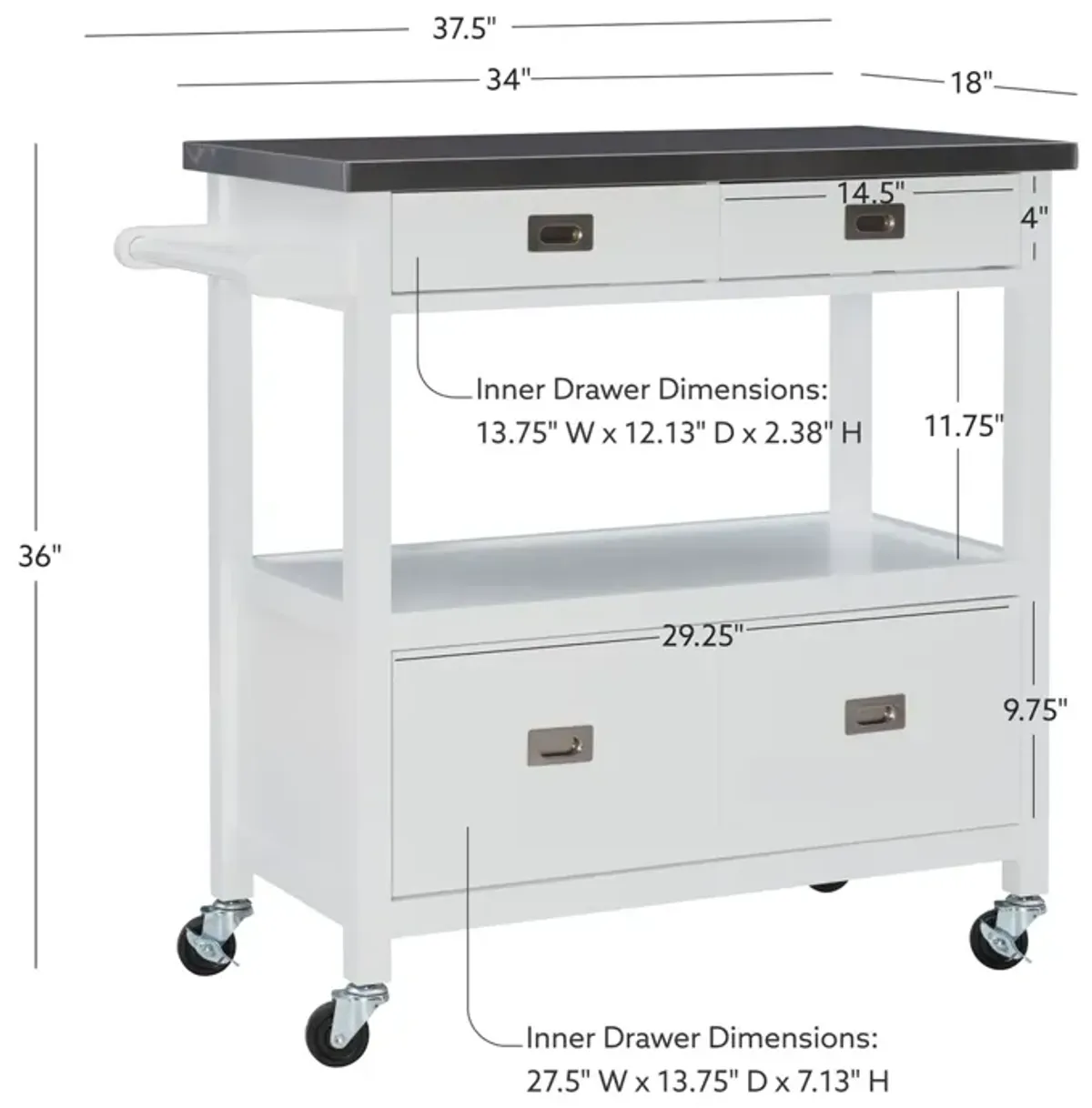 Linon Sydney Kitchen Cart White