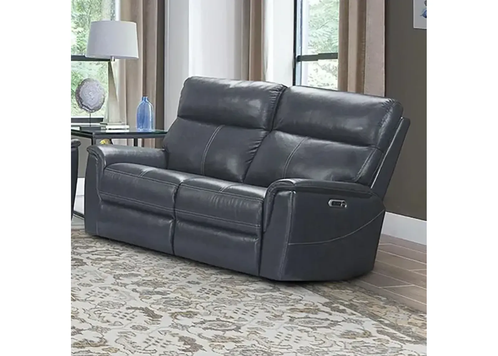 Reed Collection Reclining Loveseat in Indigo Color