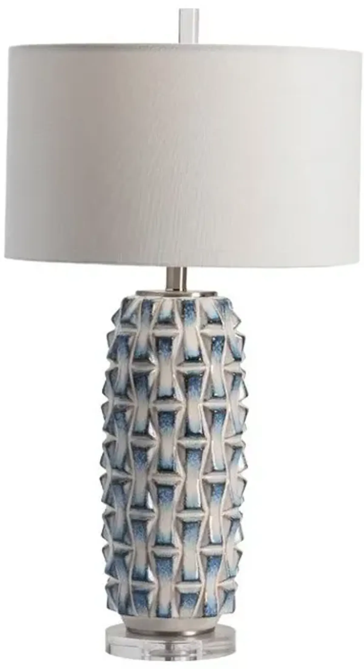 Crestview Hayes Blue/Stainless Steel/White Table Lamp