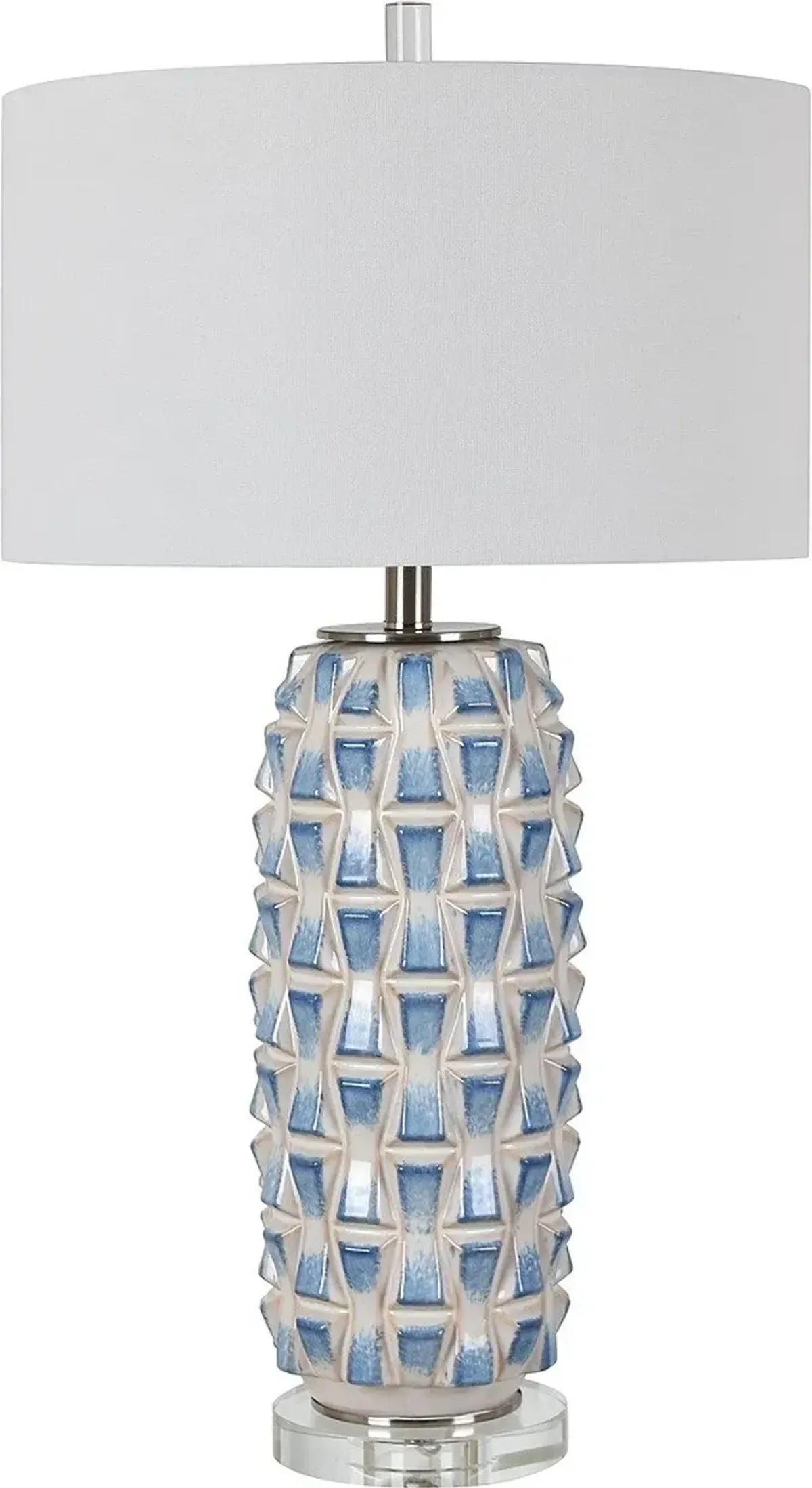 Crestview Hayes Blue/Stainless Steel/White Table Lamp