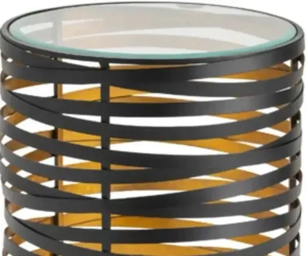 Crestview Merigold Black/Gold/Stainless Steel Accent Table