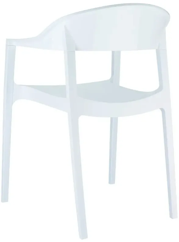 CARMEN MODERN DINING CHAIR WHITE SEAT GLOSSY WHITE BACK