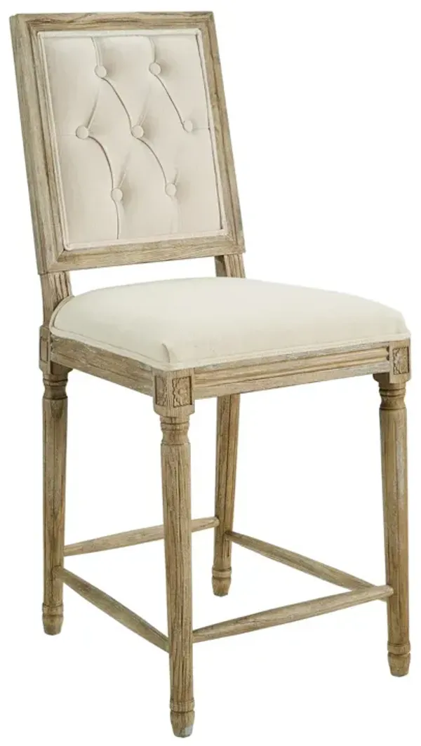Linon 25 Inch Avalon Linen Tufted Square Back Counter Stool