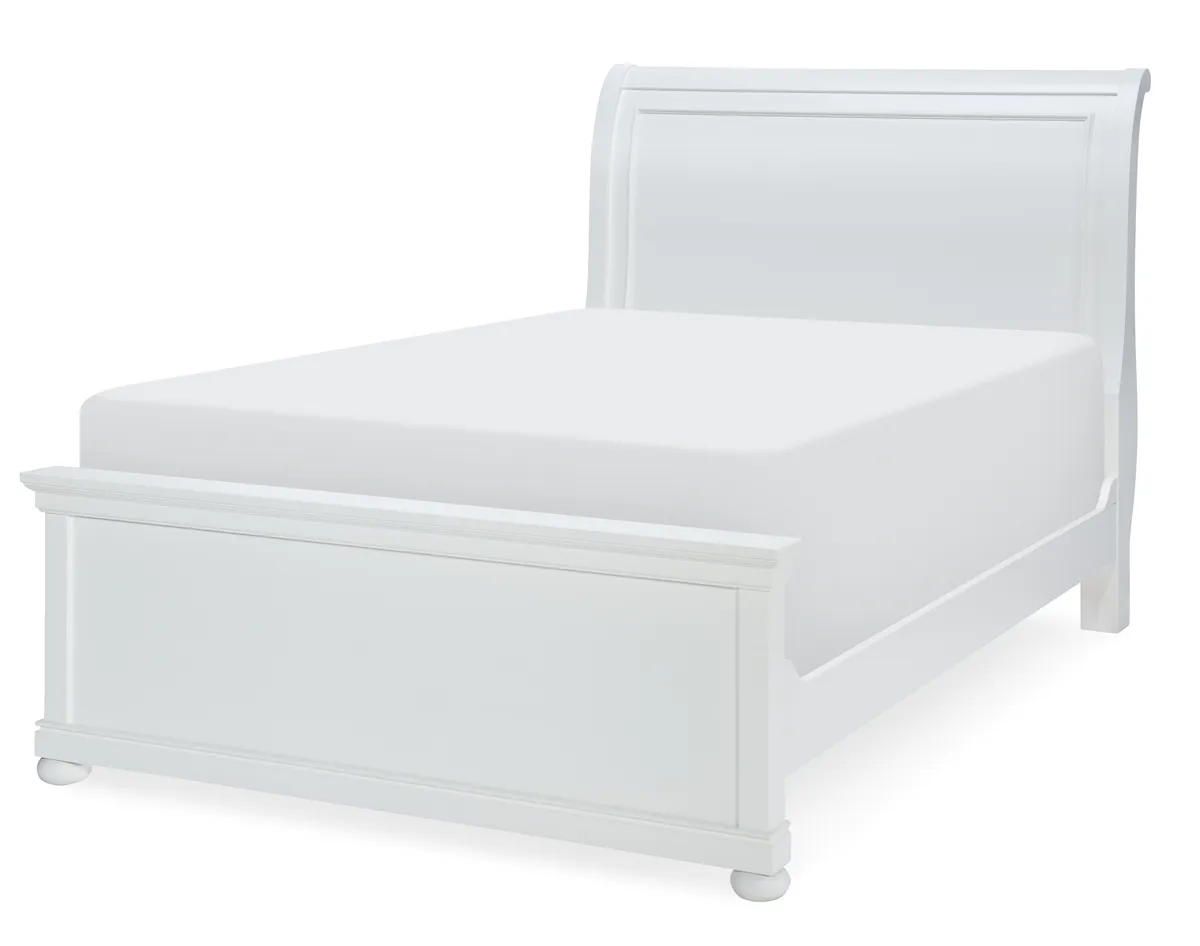 COMPLETE SLEIGH BED FULL WHITE FINISH - CANTERBURY WHITE