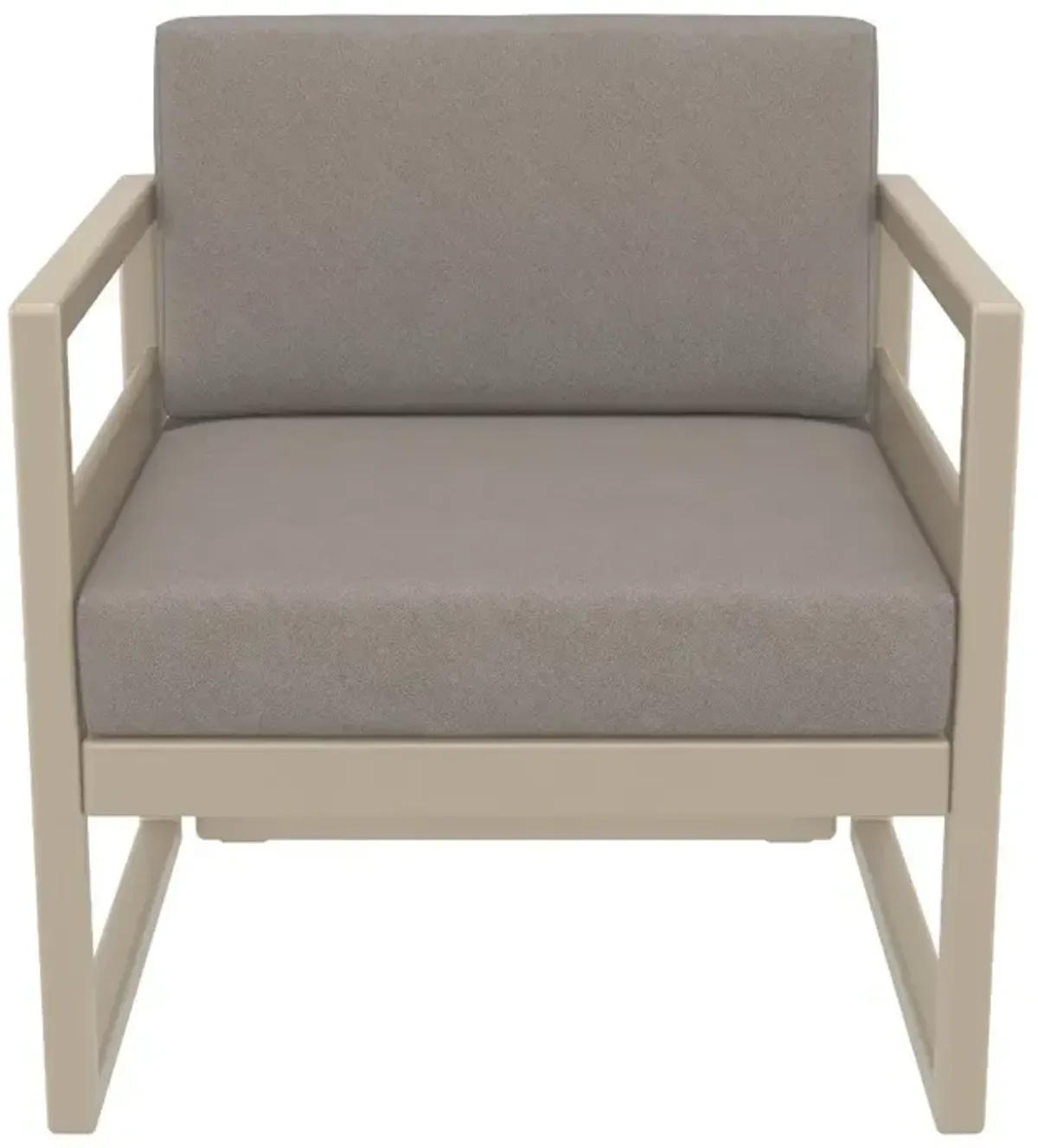 Compamia Mykonos Patio Club Chair Taupe with Sunbrella Taupe Cushion