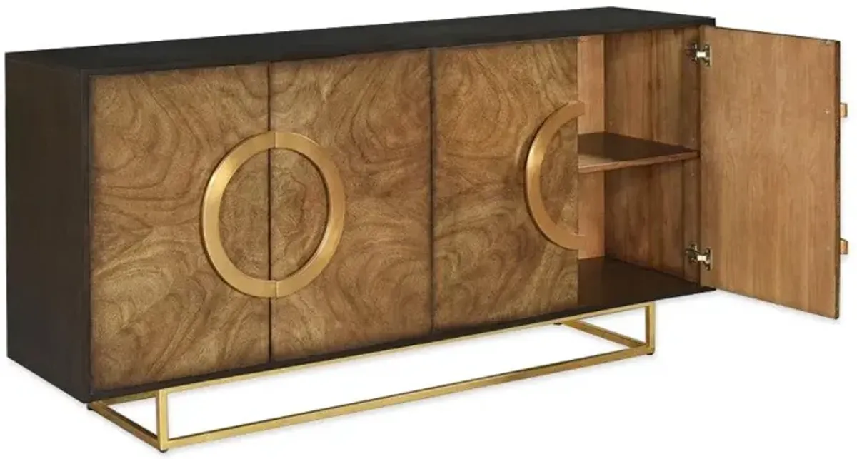 Noble Furniture Elegant Maitland 4-Door Sideboard Console with 2 Adjustable Shelves