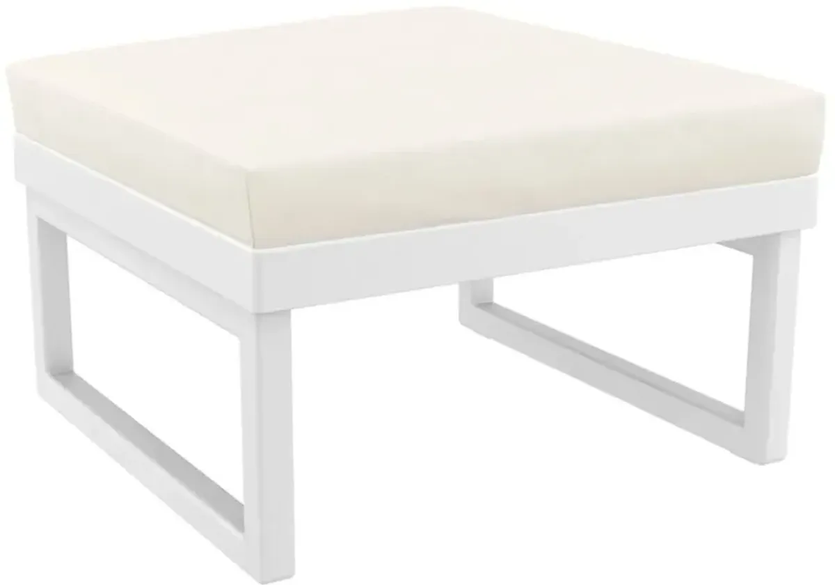 Compamia Mykonos Ottoman White with Sunbrella Natural Cushion