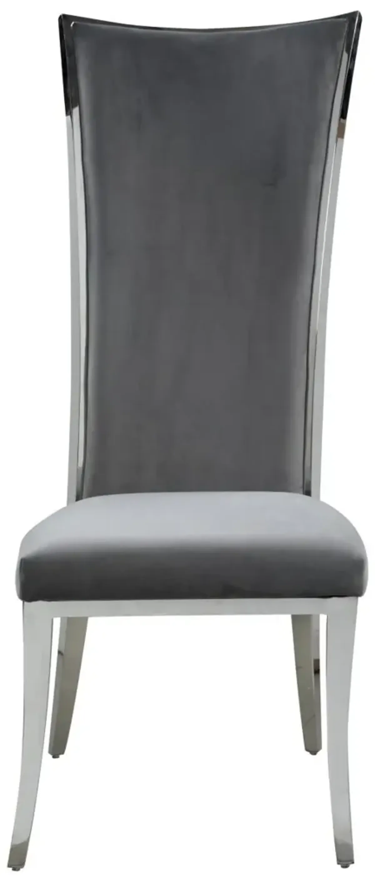 Chintaly Isabel Grey High Back Upholstered Chair with Stainless Steel Frame