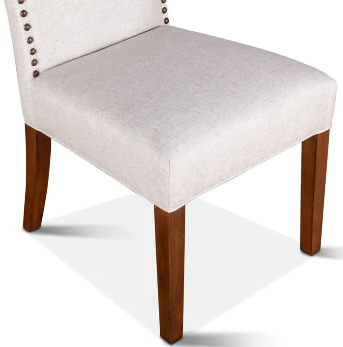 Home Trends Design Grey Fabric Upholstered Dining Chair with Nailhead Trim in Dark Walnut Finish