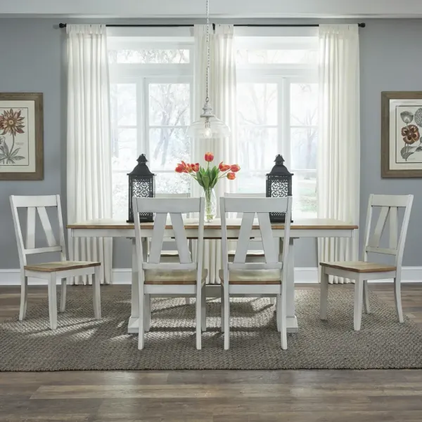 Liberty Furniture 7-Piece Trestle Dining Table Set Lindsey Farm