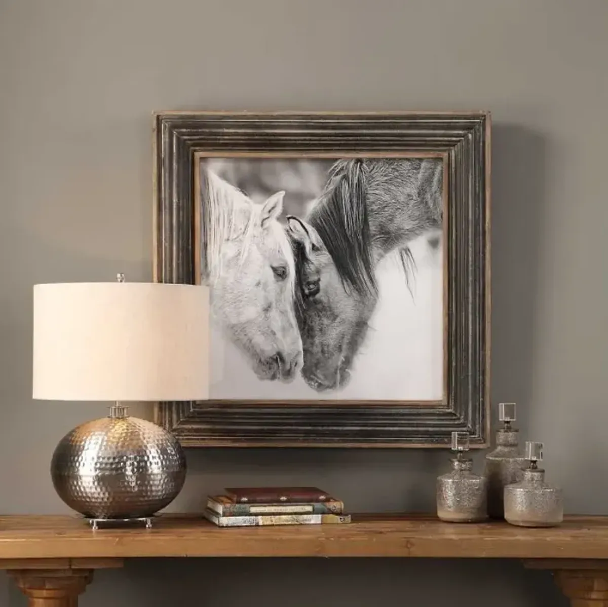 Uttermost Black/White Horses Framed Print