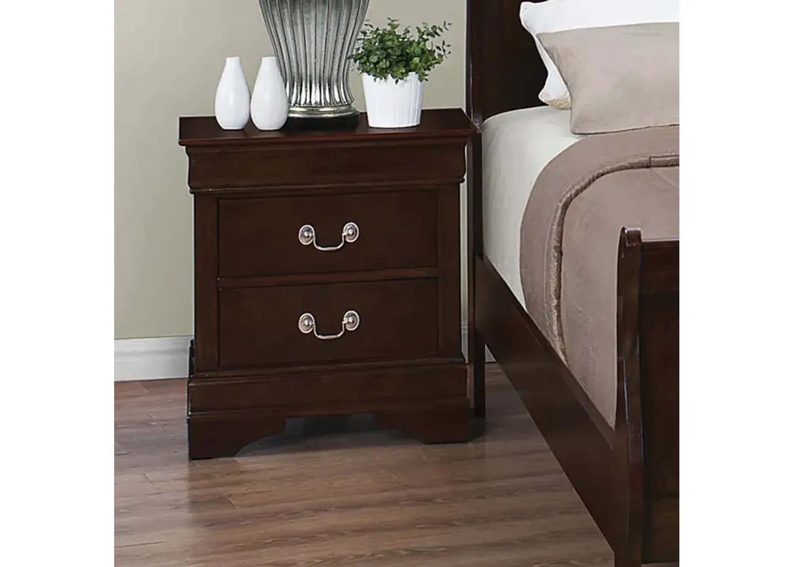 Louis Philippe 2-Drawer Nightstand Cappuccino