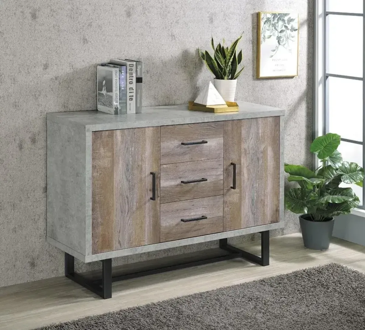 Coaster Abelardo 3-Drawer Engineered Wood Cabinet Weathered Oak