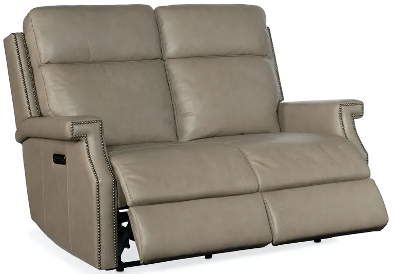 VAUGHN SHATTERED STONE ZERO GRAVITY LEATHER LOVESEAT WITH POWER HEADREST