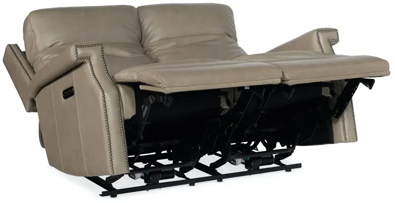 VAUGHN SHATTERED STONE ZERO GRAVITY LEATHER LOVESEAT WITH POWER HEADREST