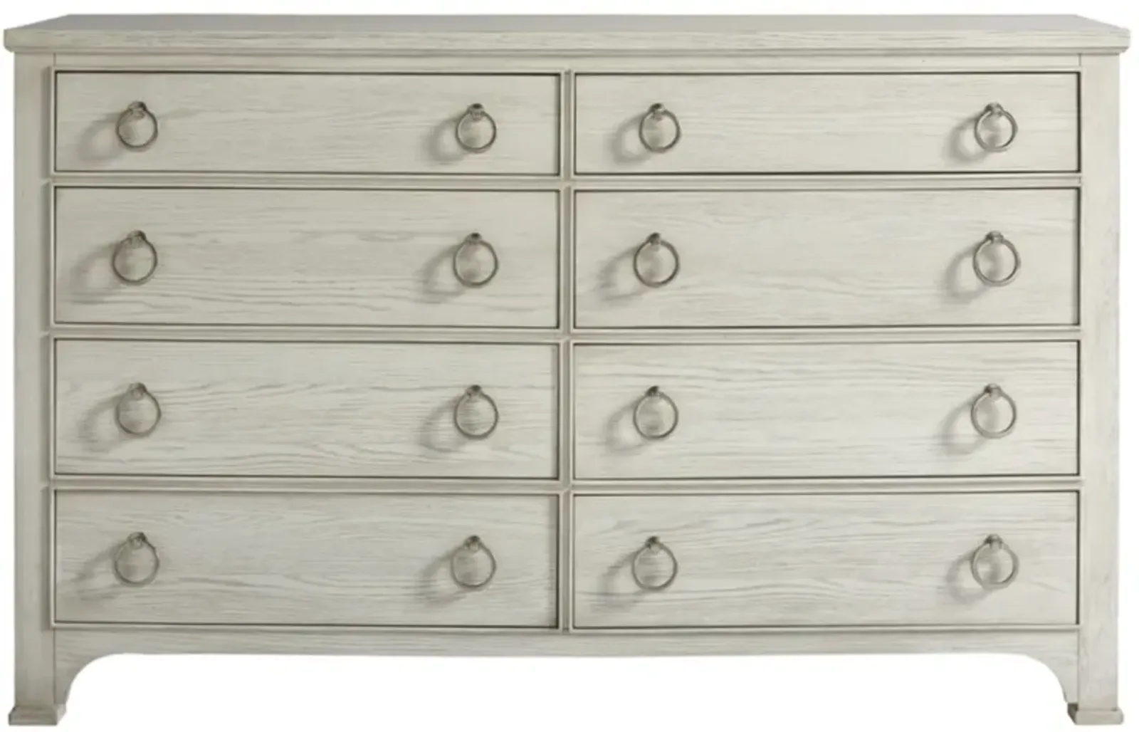 Universal Escape 8-Drawer Dresser in a Sandbar Finish with Antique Bronze Ring Pulls