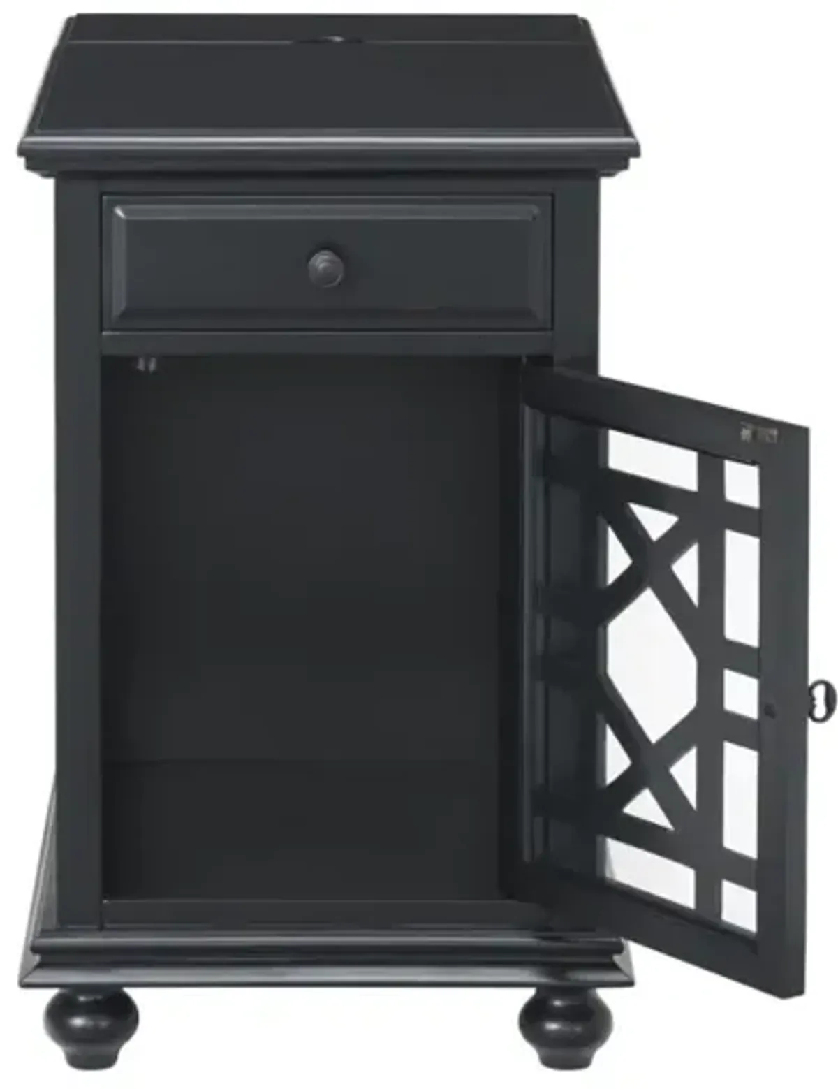 Martin Svensson Elegant Chairside Accent Table with Power in Antique Black