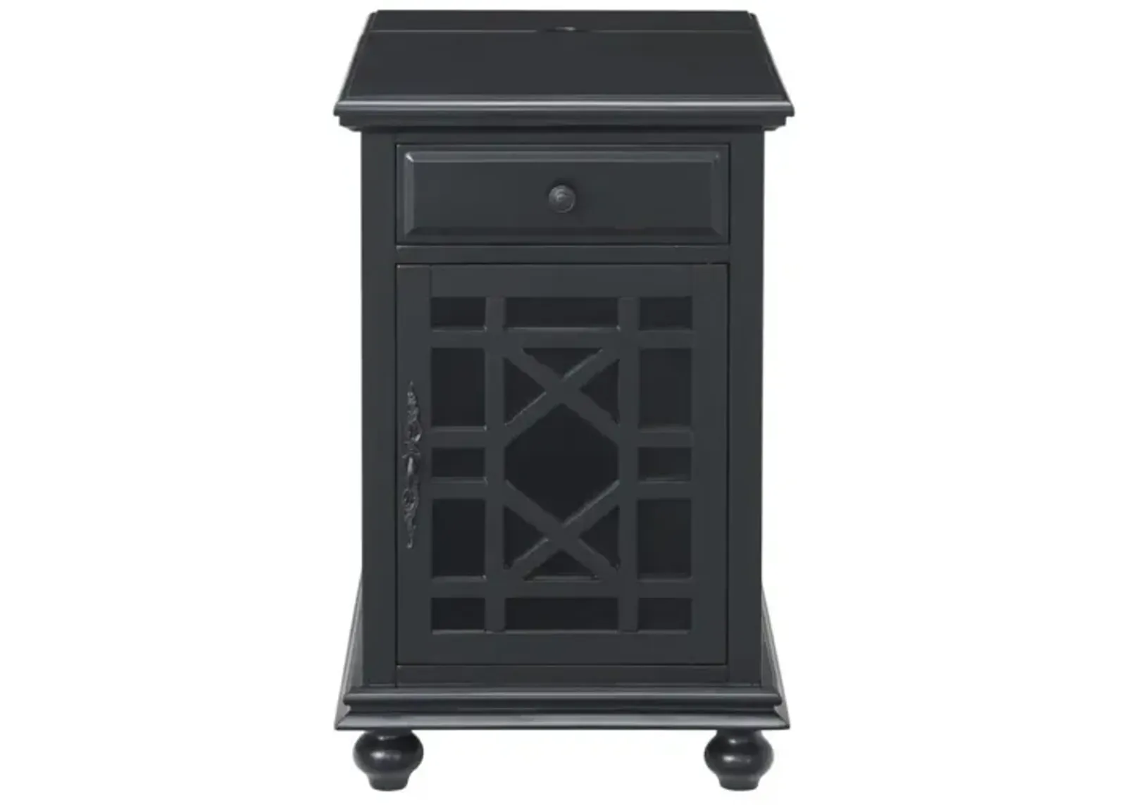 Martin Svensson Elegant Chairside Accent Table with Power in Antique Black