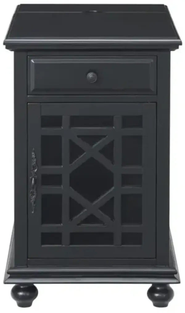 Martin Svensson Elegant Chairside Accent Table with Power in Antique Black