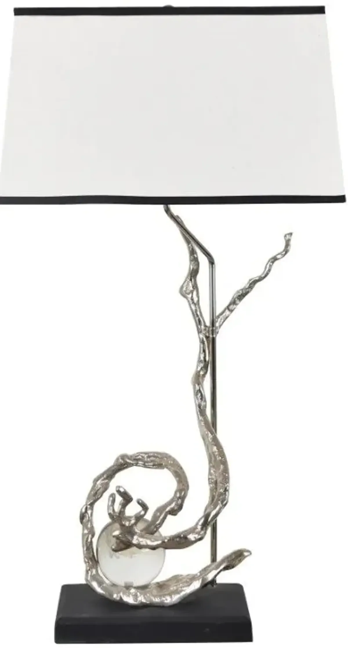 Crestview Avalon Aluminum/White Exotic Curved Branch Table Lamp