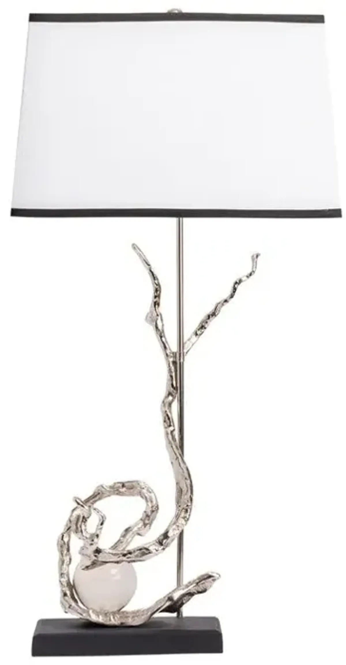 Crestview Avalon Aluminum/White Exotic Curved Branch Table Lamp