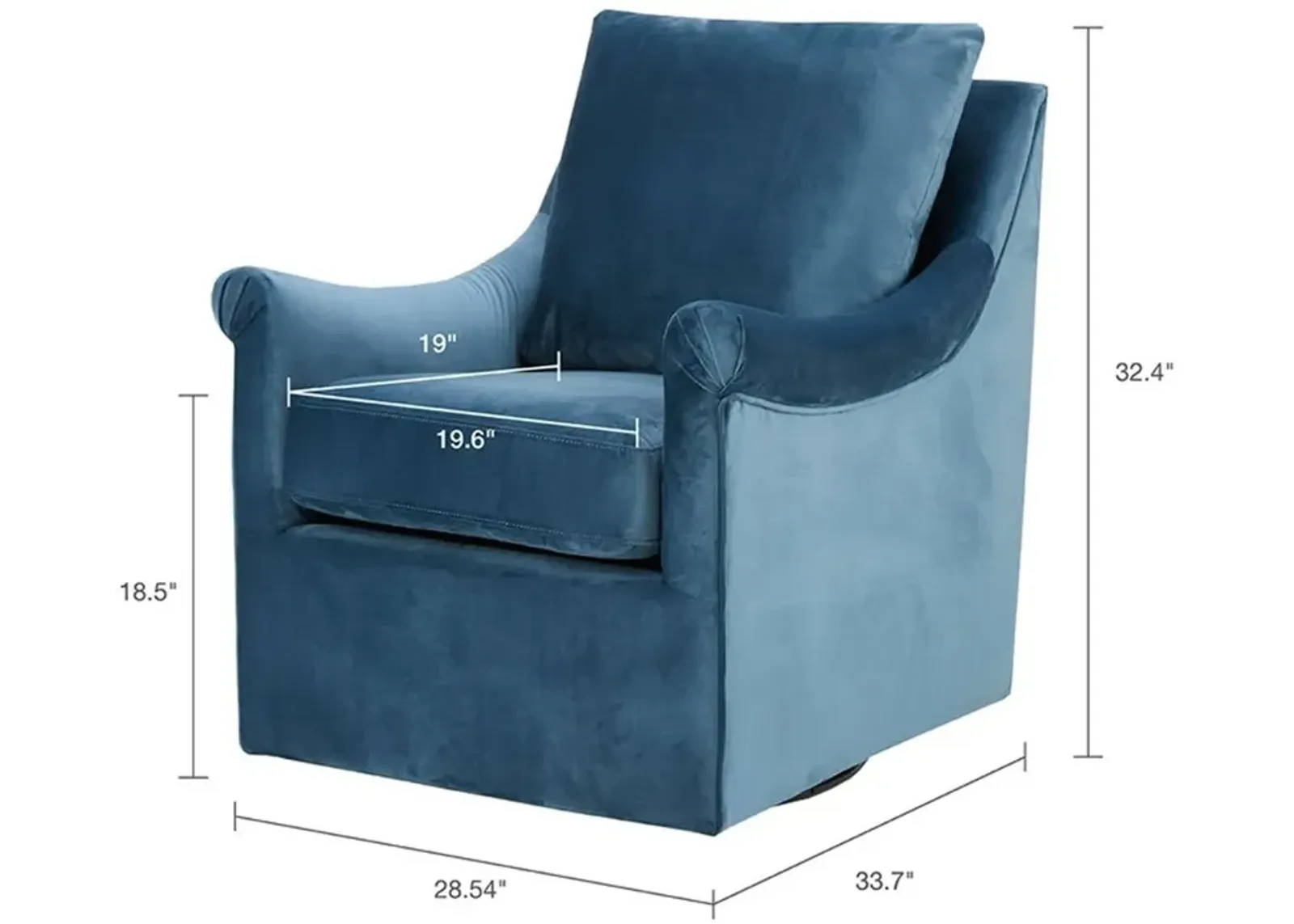 Olliix Madison Park Blue Deanna Upholstered Swivel Accent Chair