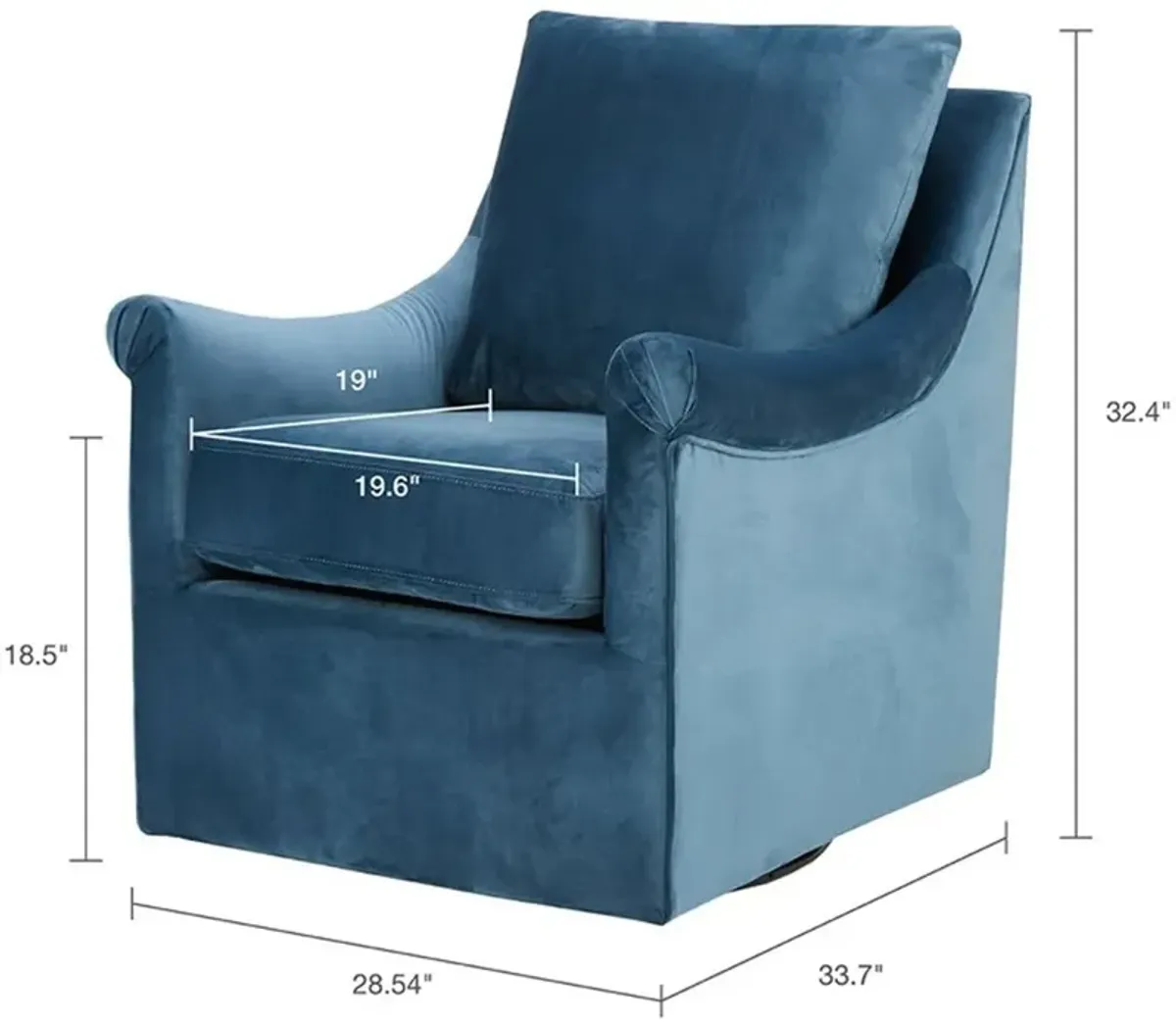 Olliix Madison Park Blue Deanna Upholstered Swivel Accent Chair