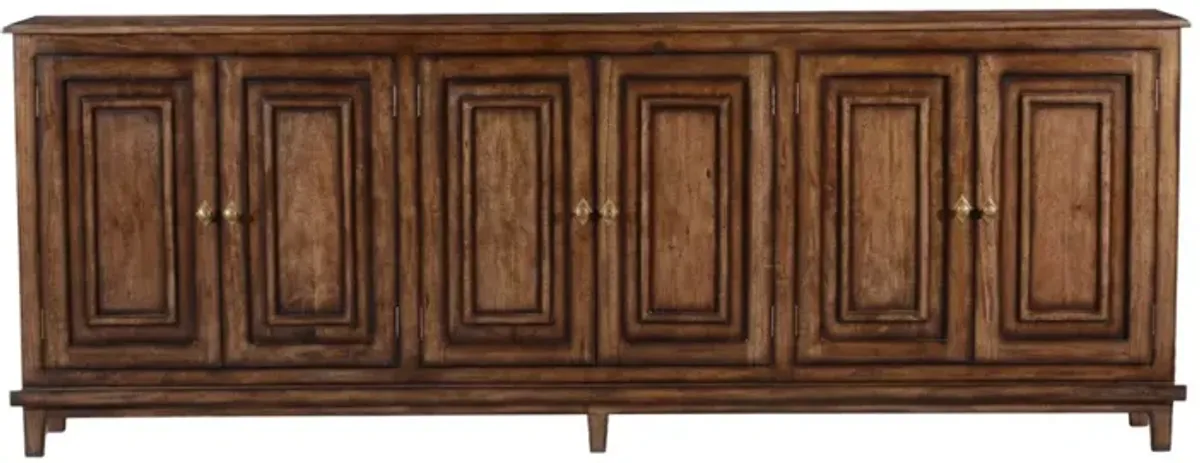 Noble Furniture Barrington 6-Door Sideboard in Distressed Rustic Pecan Finish