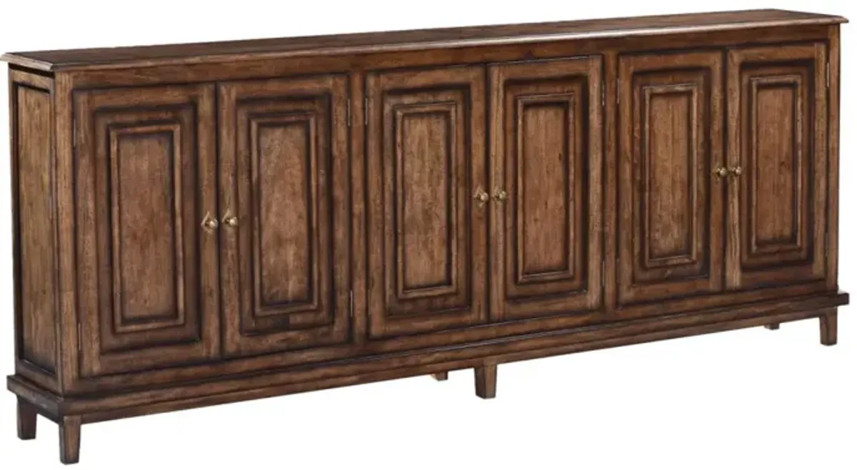 Noble Furniture Barrington 6-Door Sideboard in Distressed Rustic Pecan Finish