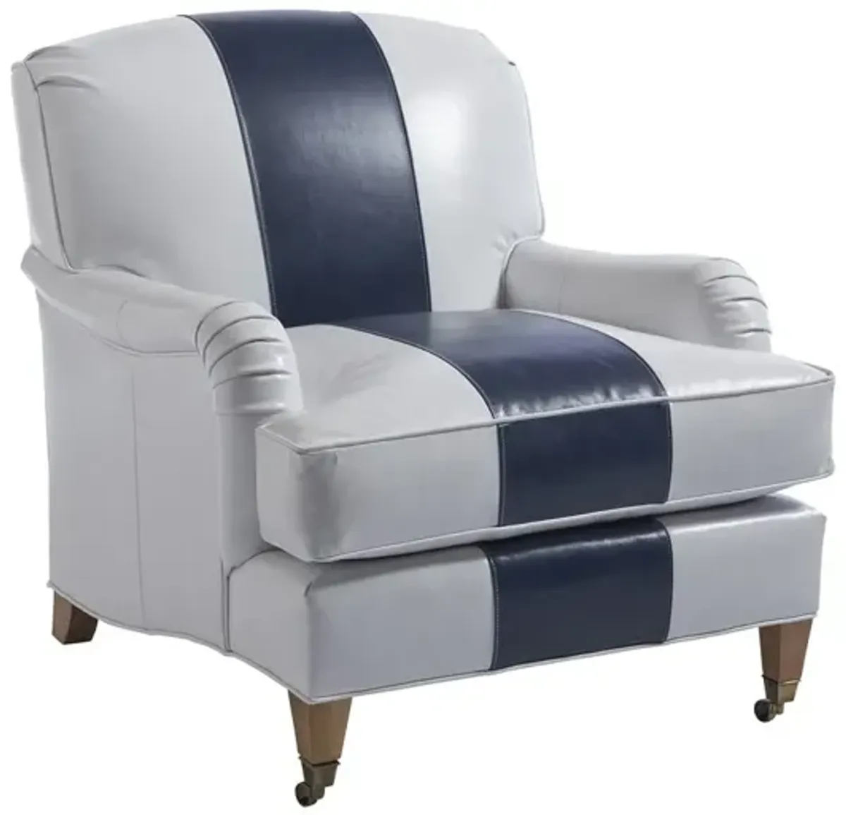 Barclay Butera Upholstery by Barclay Butera Gray & Blue Sydney Leather Chair with Brass Caster