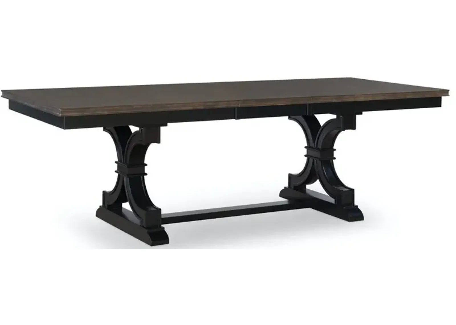 John Thomas Cosmopolitan Extension Table & Trestle Base in Coal & Black