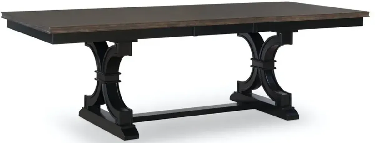 John Thomas Cosmopolitan Extension Table & Trestle Base in Coal & Black