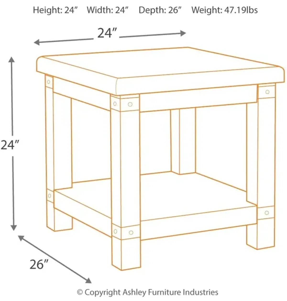 Ashley Carynhurst Whitewash Gray End Table