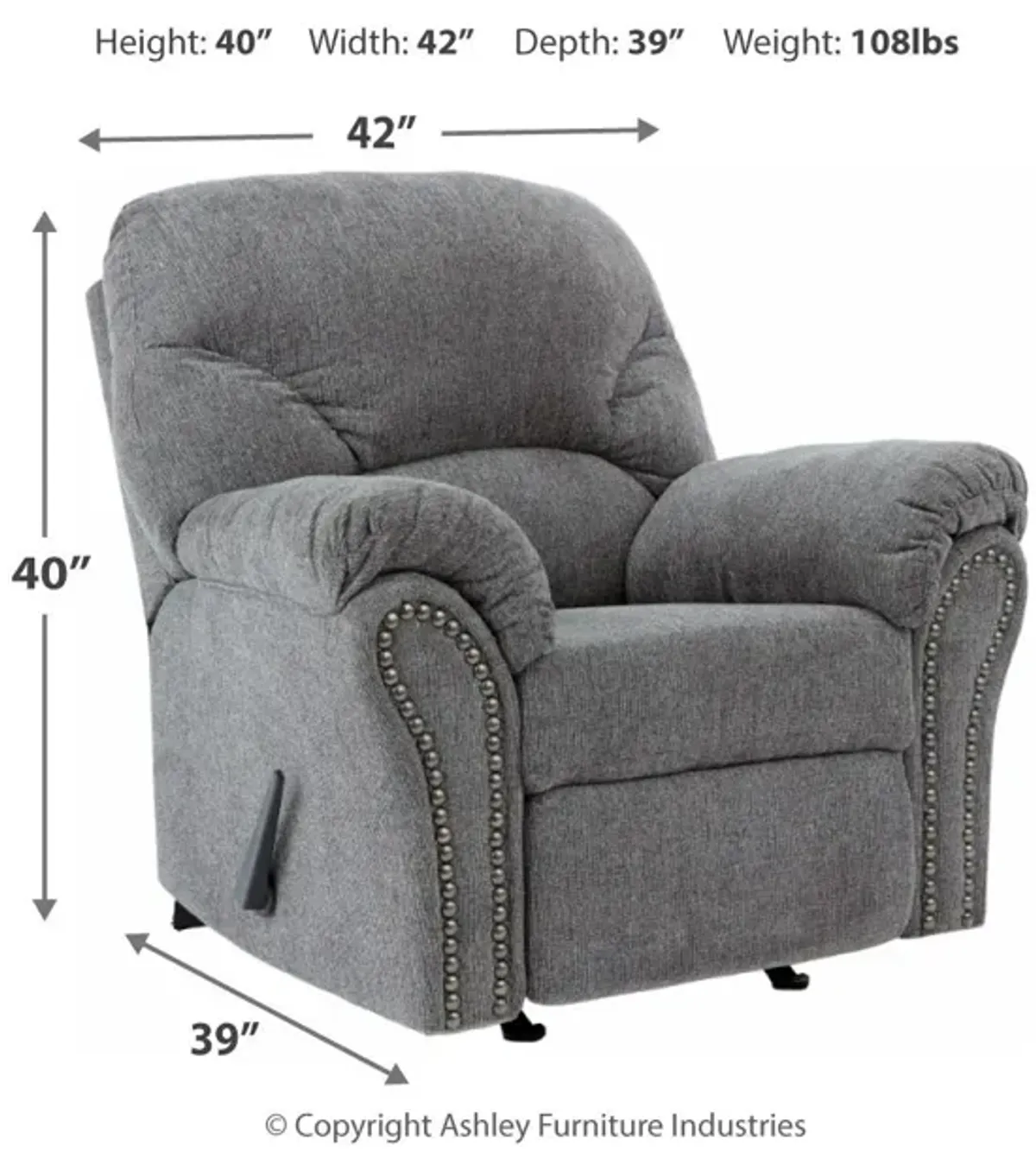 Ashley Allmaxx Recliner Pewter Benchcraft