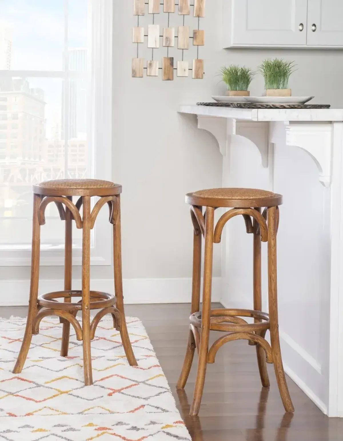 Linon Rae Walnut Backless Bar Stool