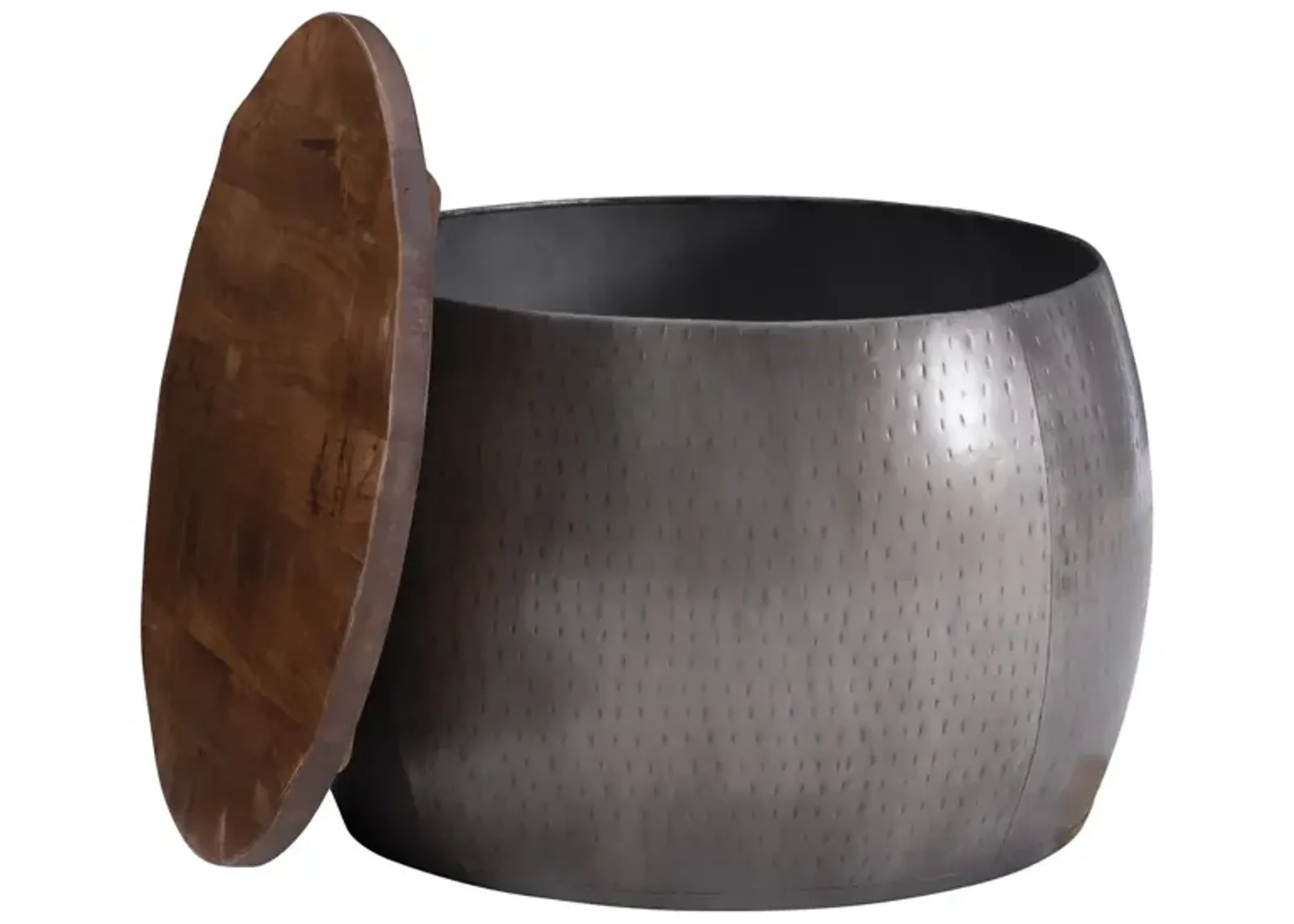 ROYCE PEWTER DRUM WITH STORAGE