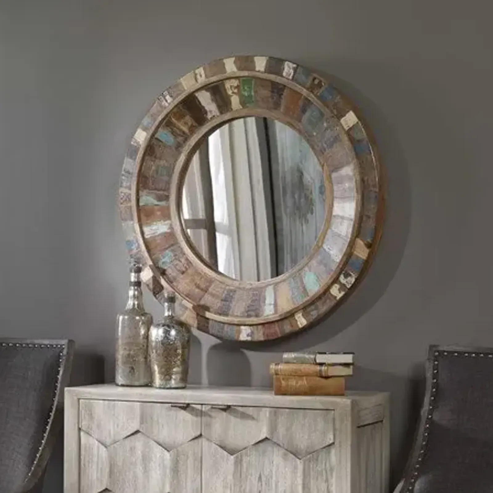 Uttermost Jeremiah Round Wood Mirror