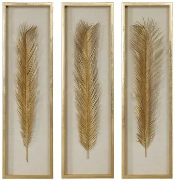 Uttermost Palma 3-Piece Gold Leaf Shadow Box Wall Art
