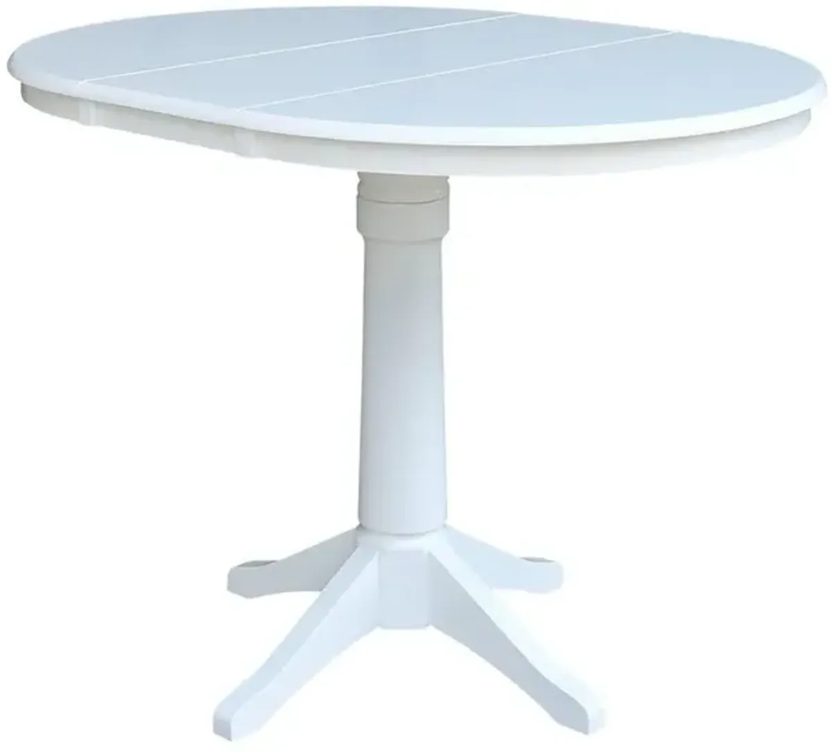 John Thomas Dining Essentials 36 Inch Extension Table with 36 Inch Transitional Pedestal Base in Pure White