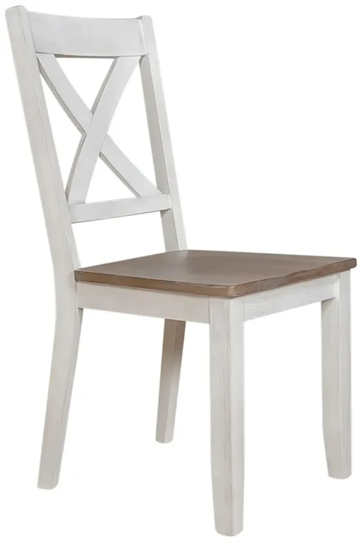 Liberty Furniture Lakeshore Wirebrushed White X-Back Side Chair with Wood Tone Seat