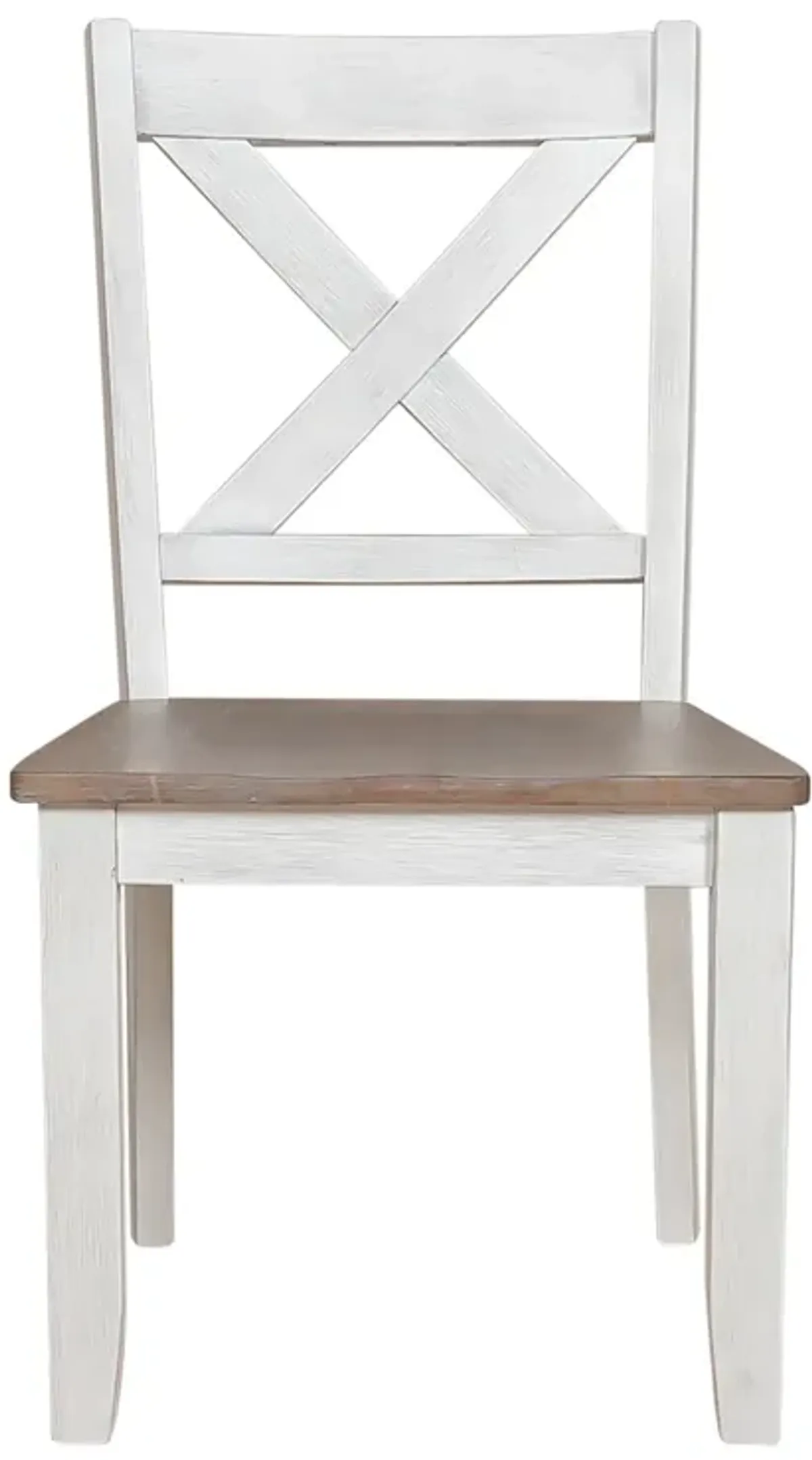 Liberty Furniture Lakeshore Wirebrushed White X-Back Side Chair with Wood Tone Seat