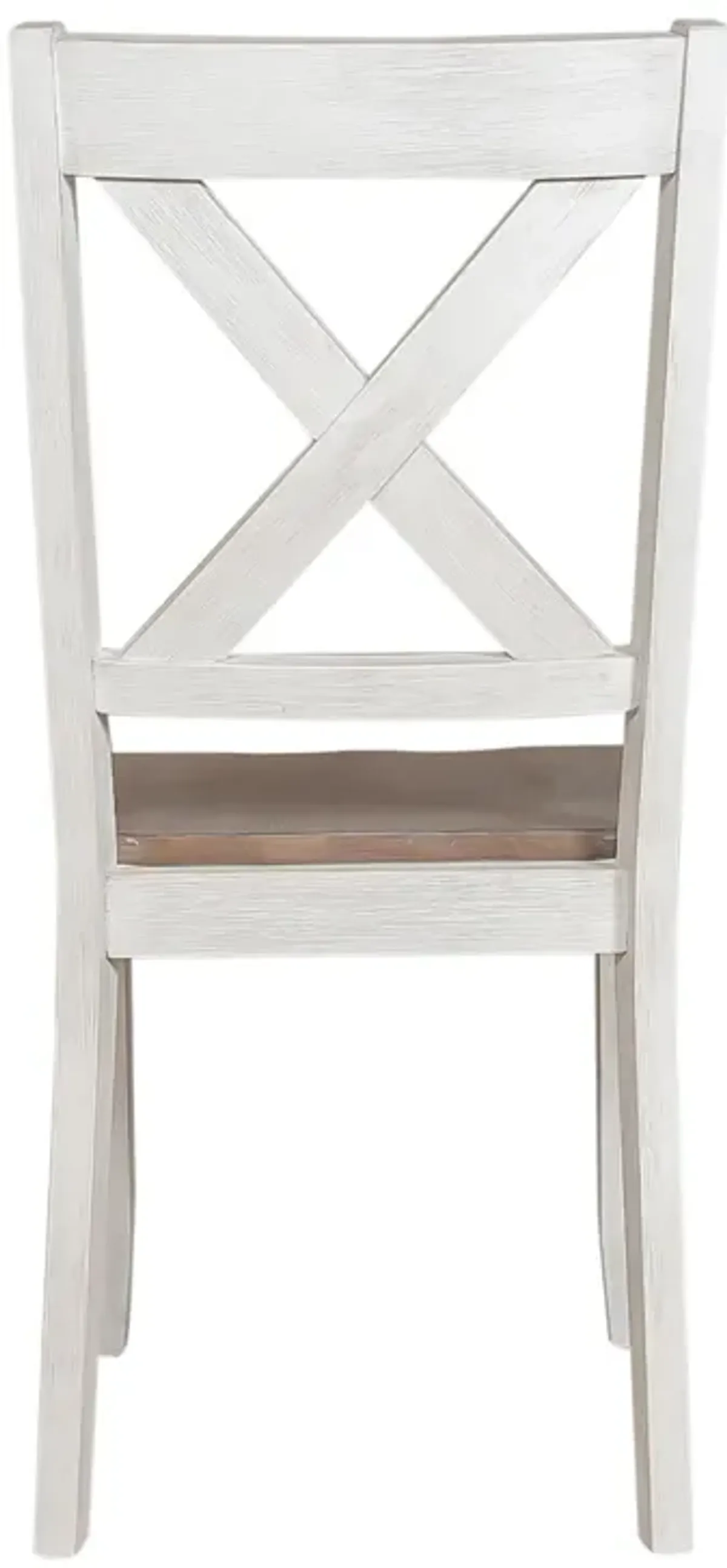 Liberty Furniture Lakeshore Wirebrushed White X-Back Side Chair with Wood Tone Seat