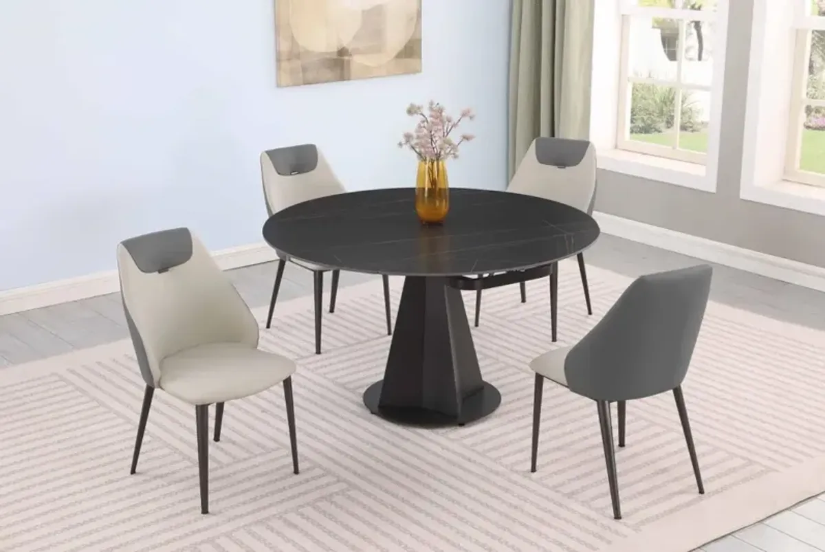 Chintaly Jocelyn Contemporary Dining Set with Motion Extendable Table & 2-Tone Chairs