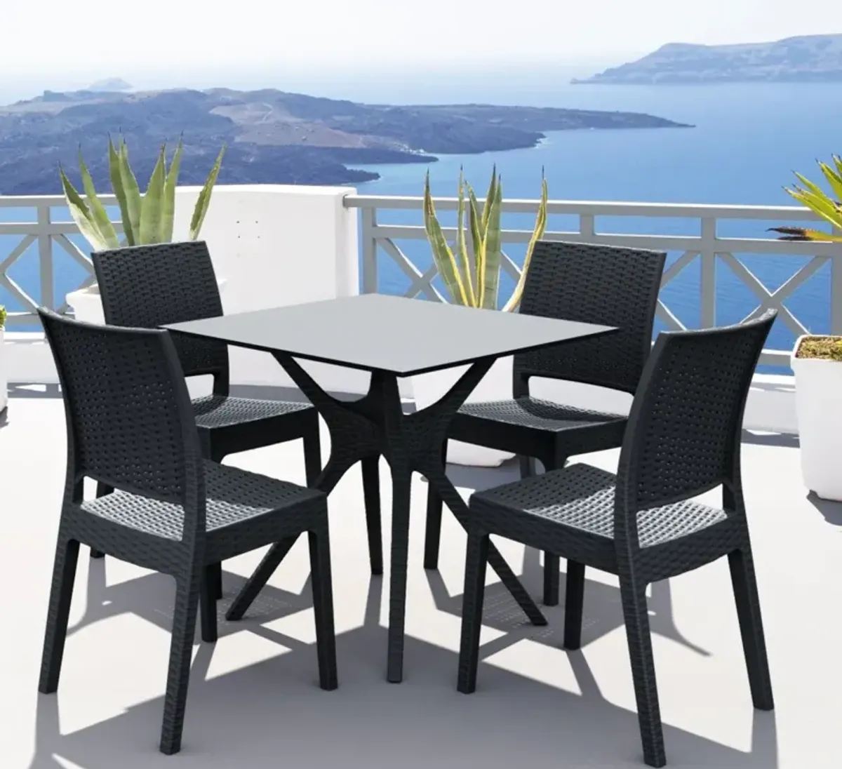 Compamia Ibiza Outdoor Dining Set 5-Piece Square Dark Gray